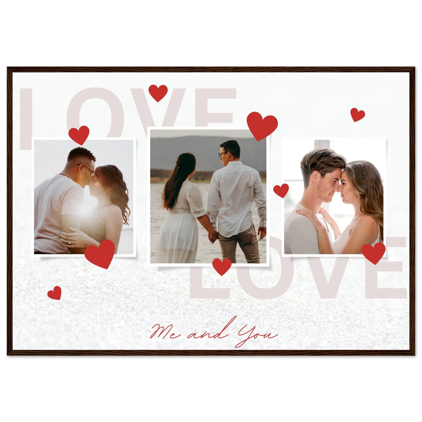 Canvanation Print Material 70x100 cm / 28x40″ / Noir Bois Cadre Pele Mele Photo Couple "Love"