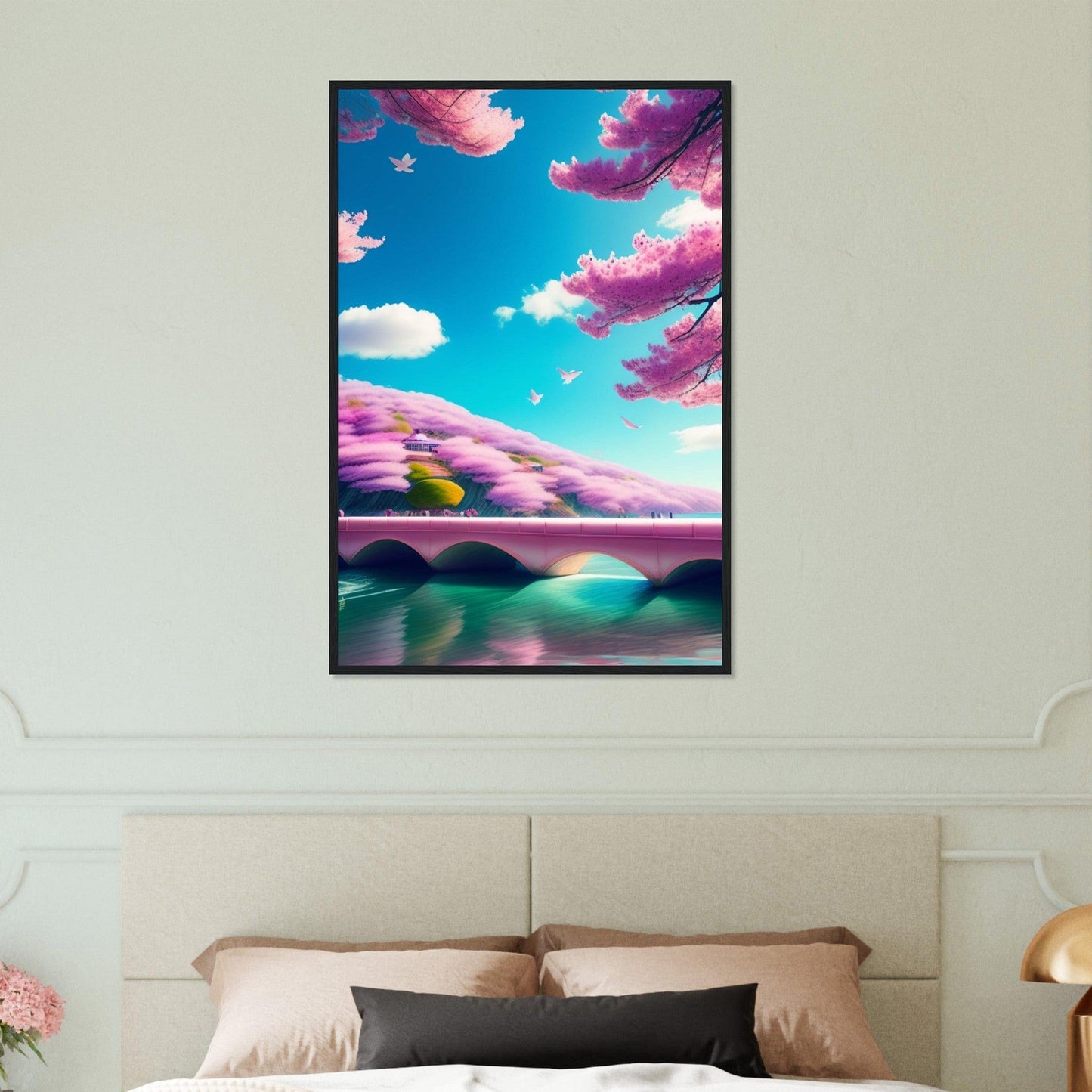 Canvanation Print Material 60x90 cm / 24x36″ Tableau Fleurs De Cerisier Pont