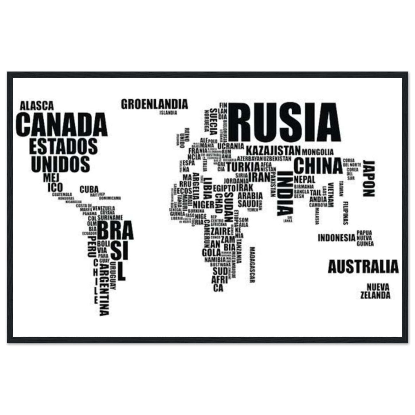 Canvanation Print Material 60x90 cm / 24x36″ Tableau Planisphere Du Monde - Terres Inconnues