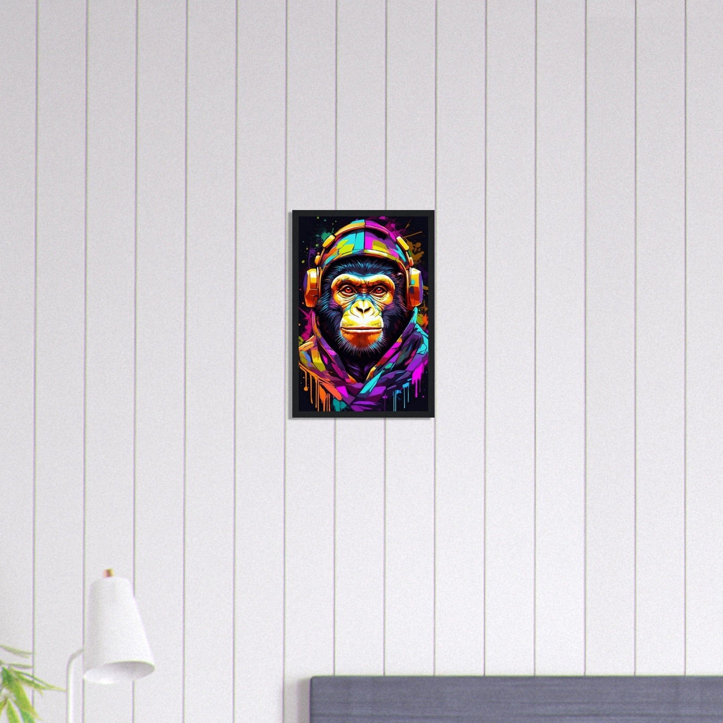 Canvanation Print Material 30x45 cm / 12x18″ Tableau Singe Pop Art En Sweat Avec Un Casque