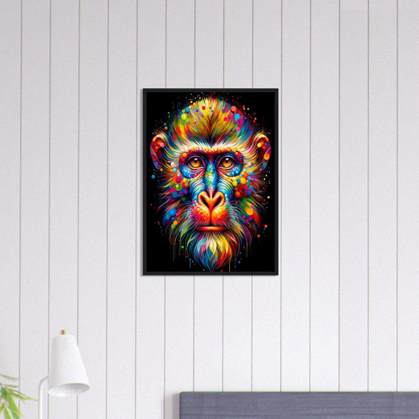 Canvanation Print Material 50x70 cm / 20x28″ Tableau Singe Pop Art Fond Noir Peinture