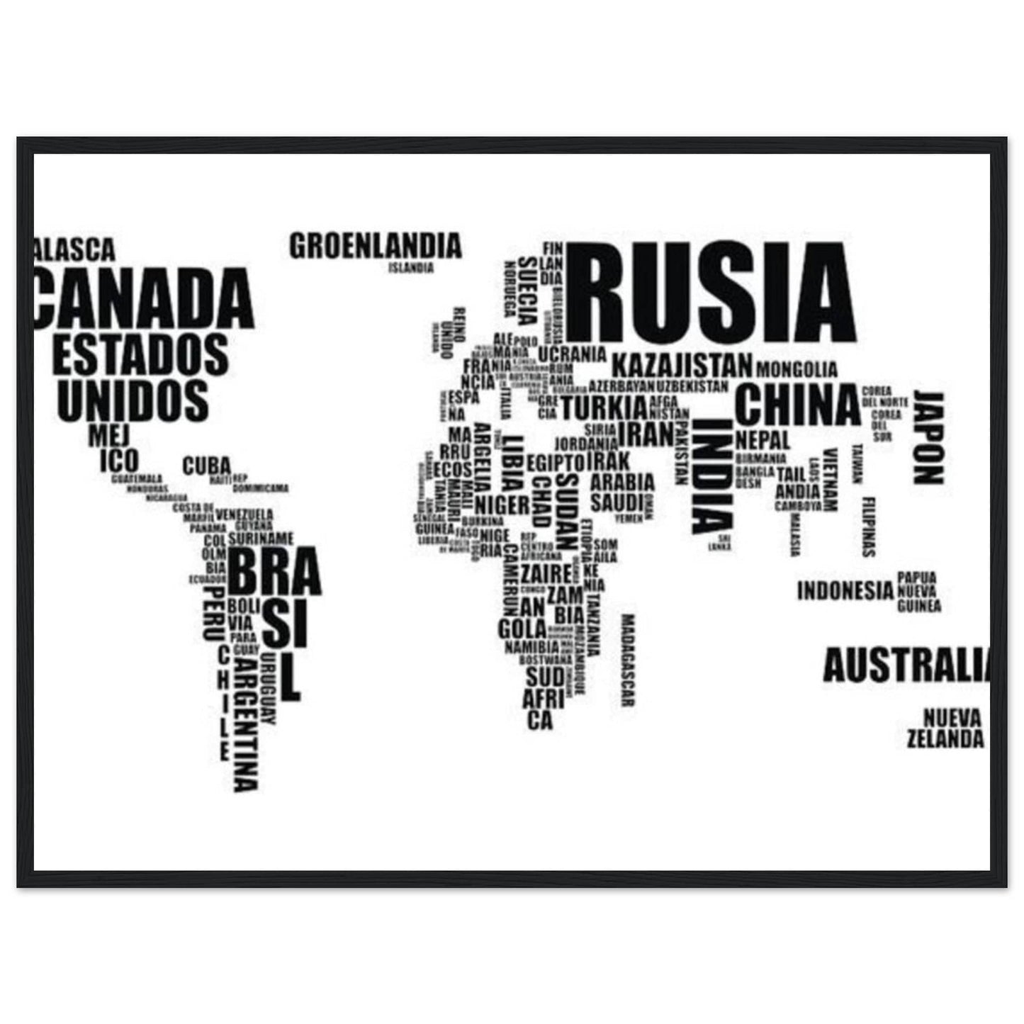 Canvanation Print Material 60x80 cm / 24x32″ Tableau Planisphere Du Monde - Terres Inconnues
