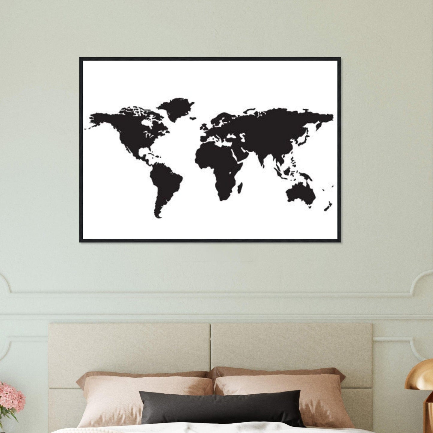 Canvanation Print Material Tableau Planisphere Du Monde - Fond Noir