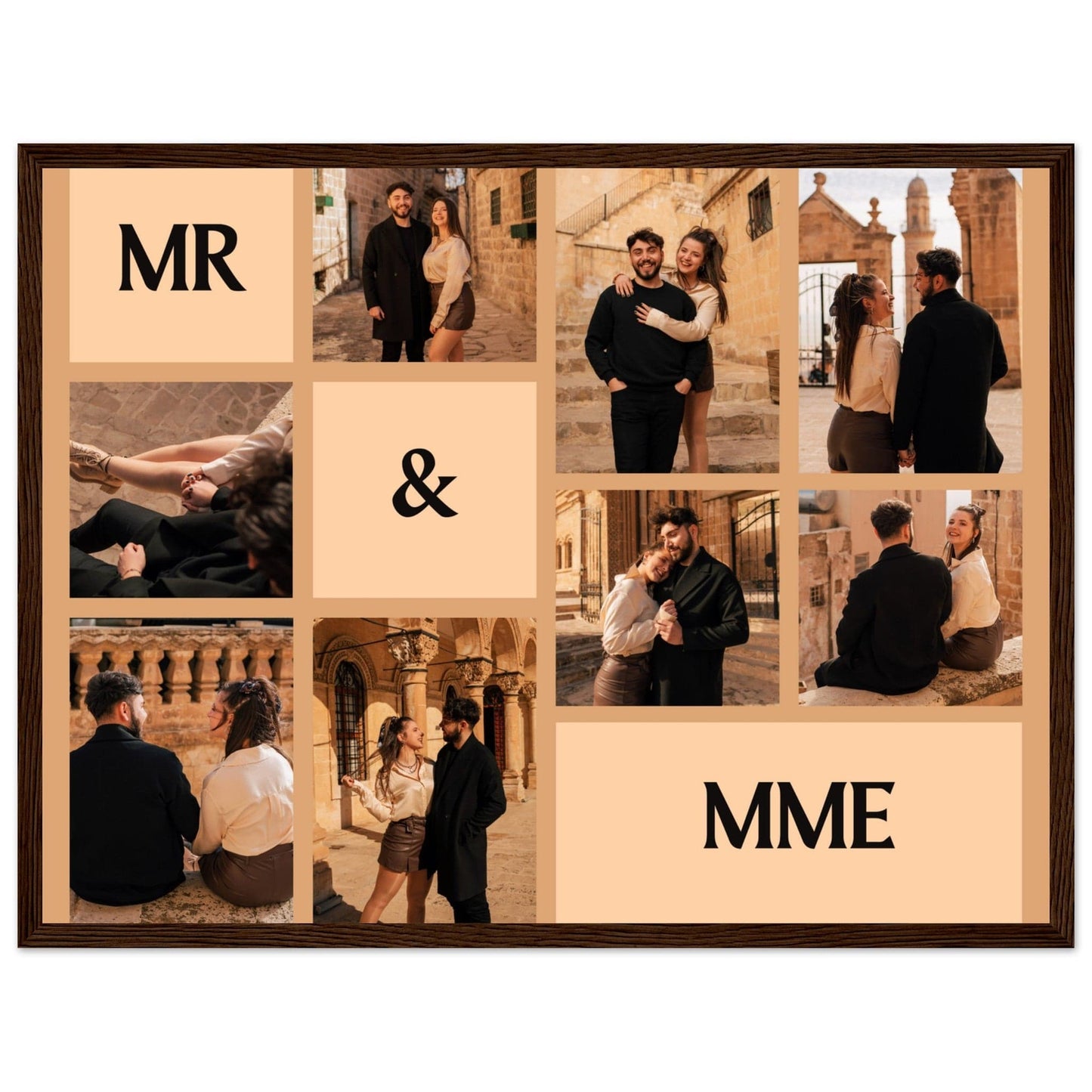 Canvanation Print Material 45x60 cm / 18x24″ / Noir Bois Cadre Photo Pele Mele Couple "Mr & Mme"