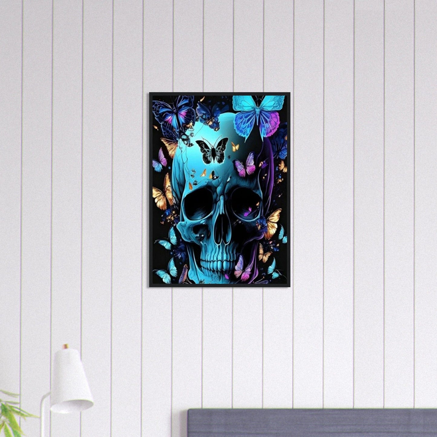 Canvanation Print Material 50x70 cm / 20x28″ Tableau Tête De Mort Effet papillons