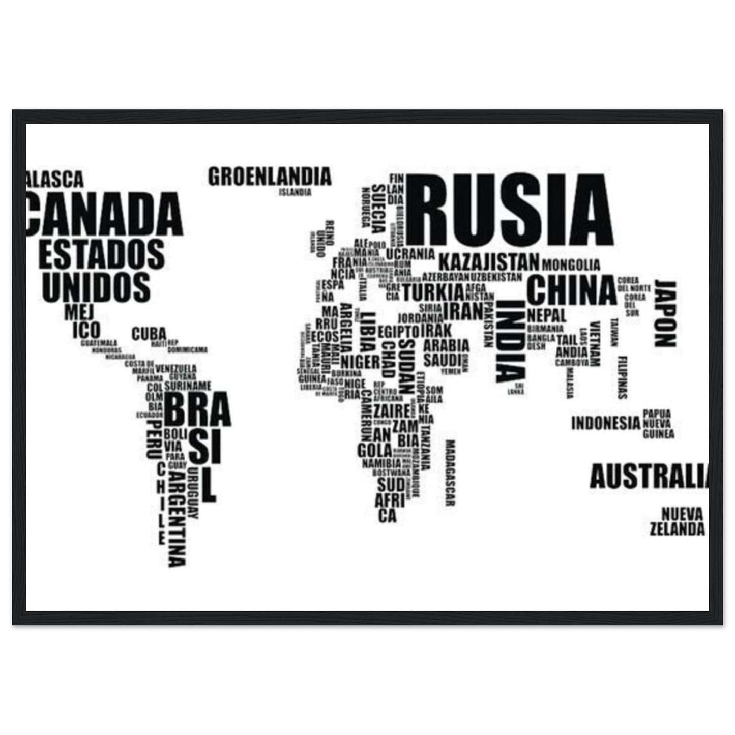 Canvanation Print Material 50x70 cm / 20x28″ Tableau Planisphere Du Monde - Terres Inconnues