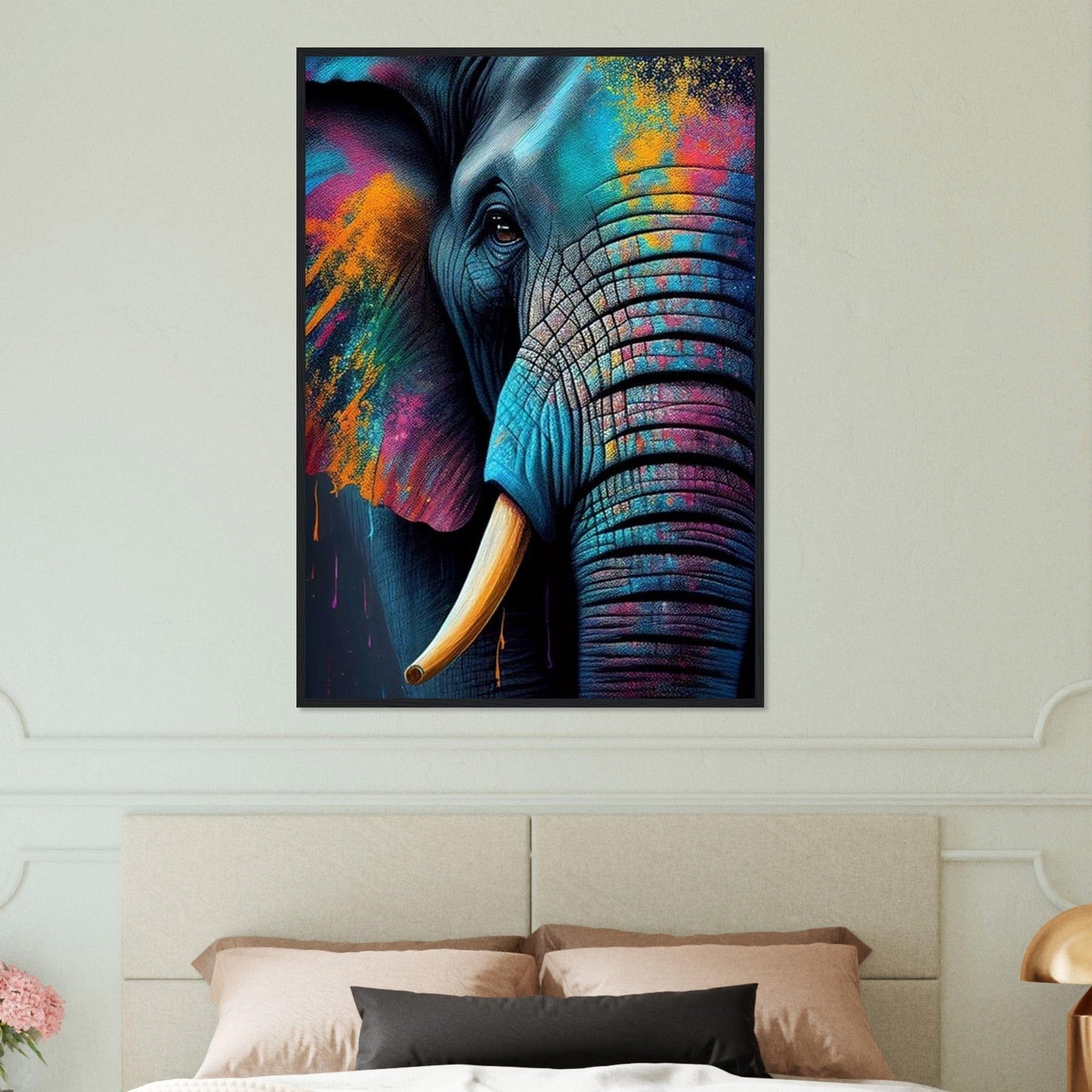 Canvanation Print Material Tableau Elephant Trompe Céleste