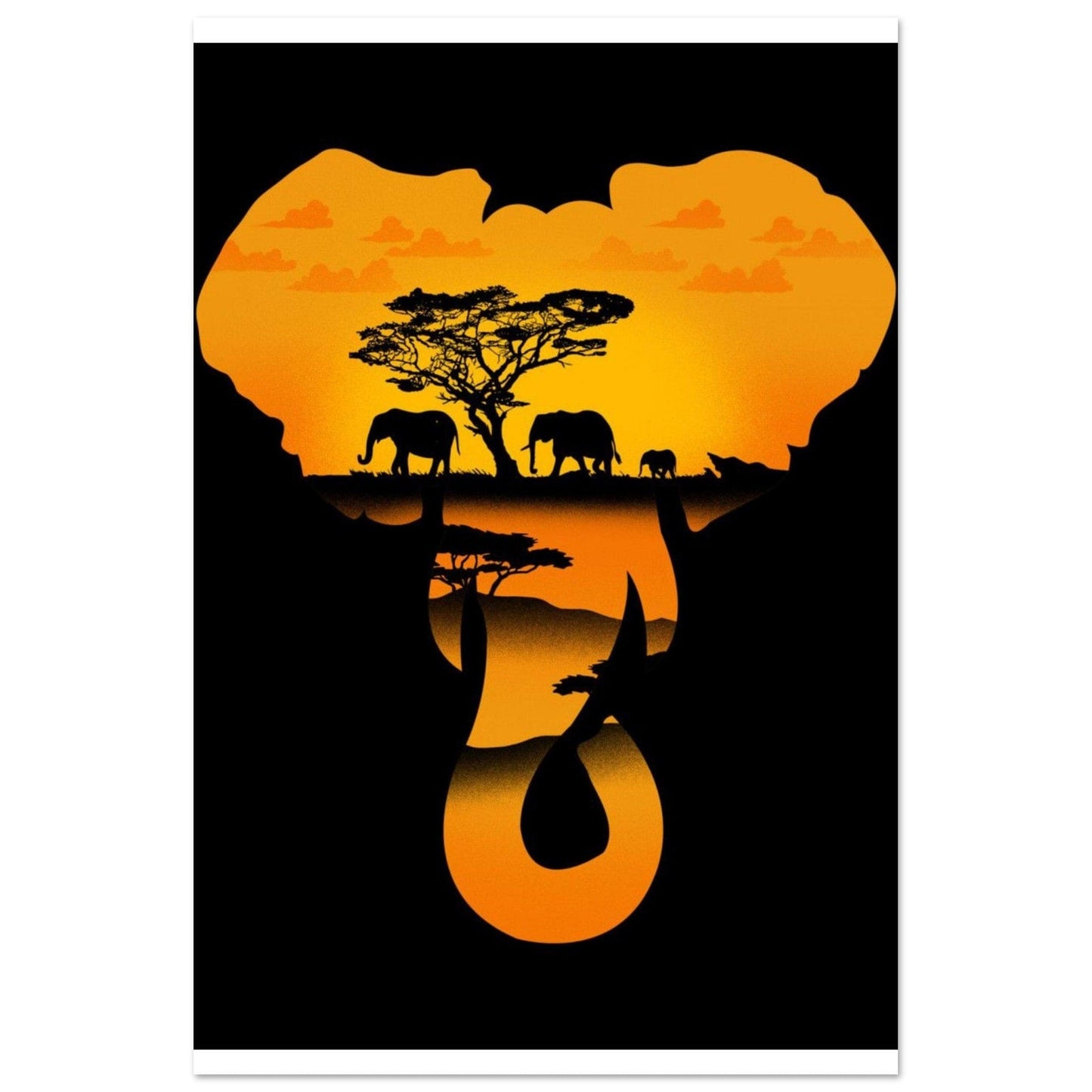 Gelato Print Material 60x90 cm / 24x36″ Affiche Africaine Elephant Village