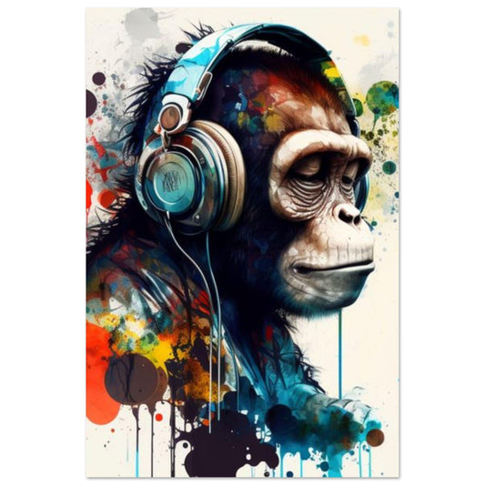 Canvanation Print Material 60x90 cm / 24x36″ Poster Singe Casque Bleu Couleur