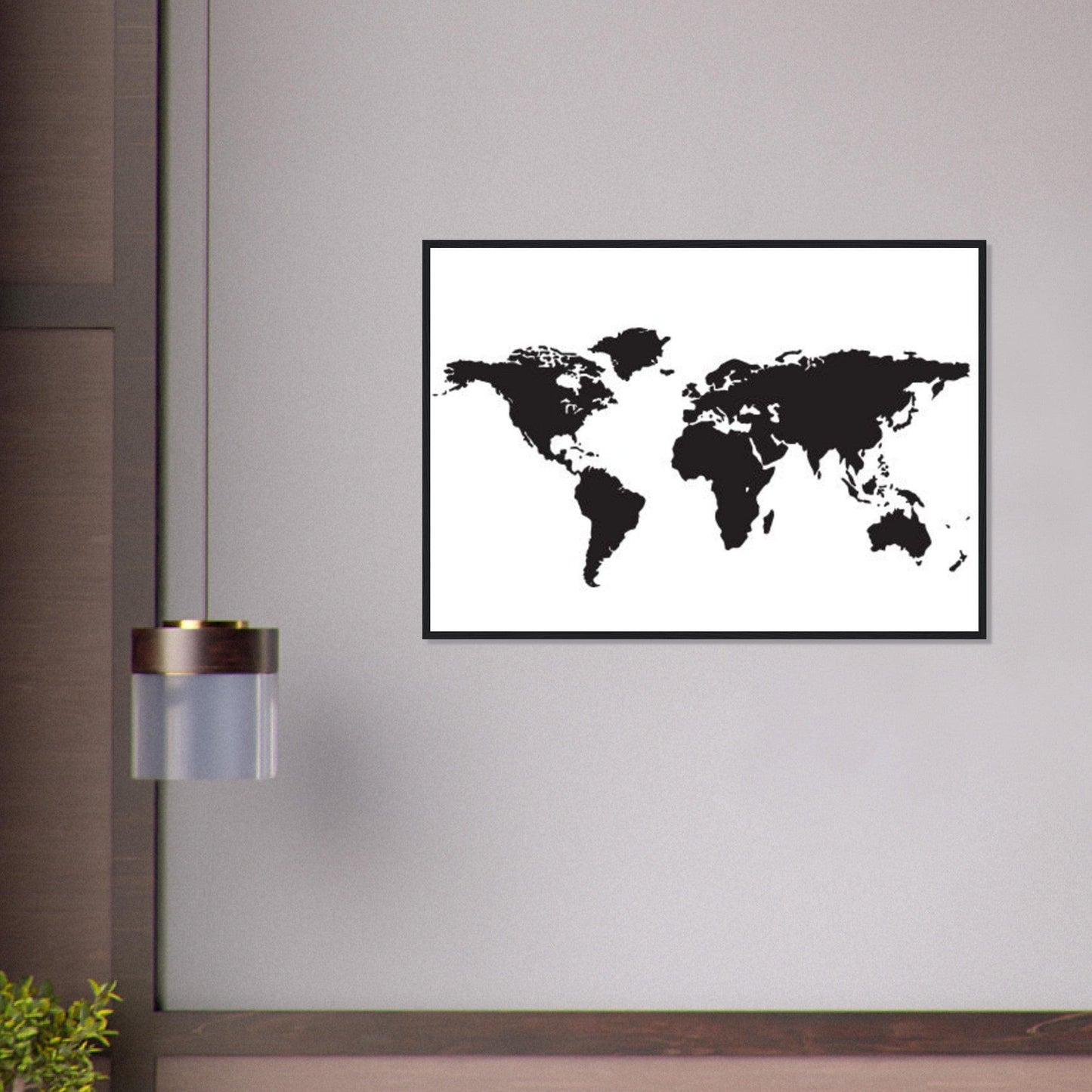 Canvanation Print Material Tableau Planisphere Du Monde - Fond Noir