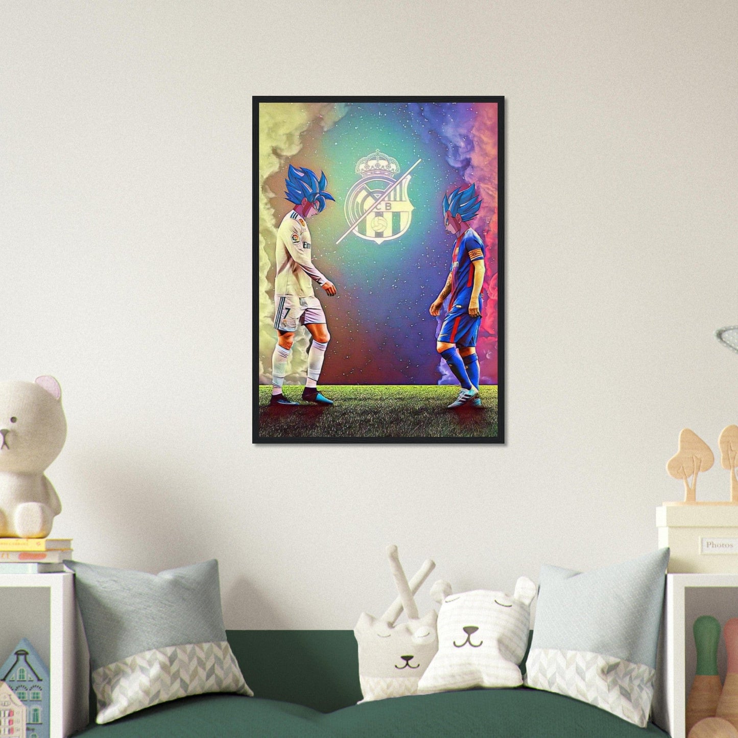 Canvanation Print Material 50x70 cm / 20x28″ / Avec Cadre Tableau Football Manchester FCB Dragon Ball Z