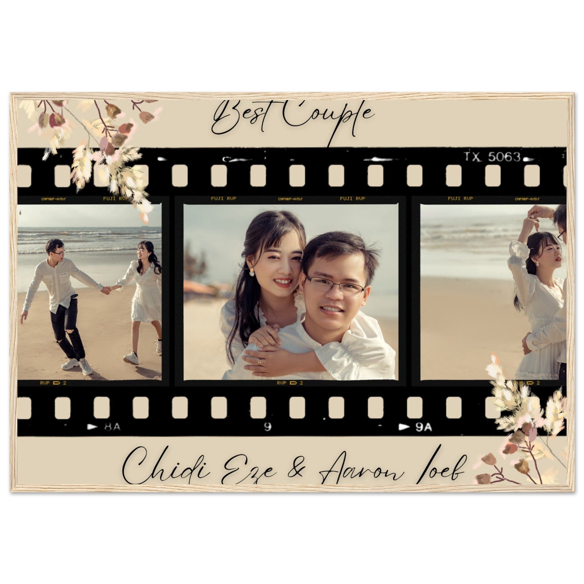 Canvanation Print Material 70x100 cm / 28x40″ / Bois Cadre Photos Pele Mele Couple 'Best Couple"
