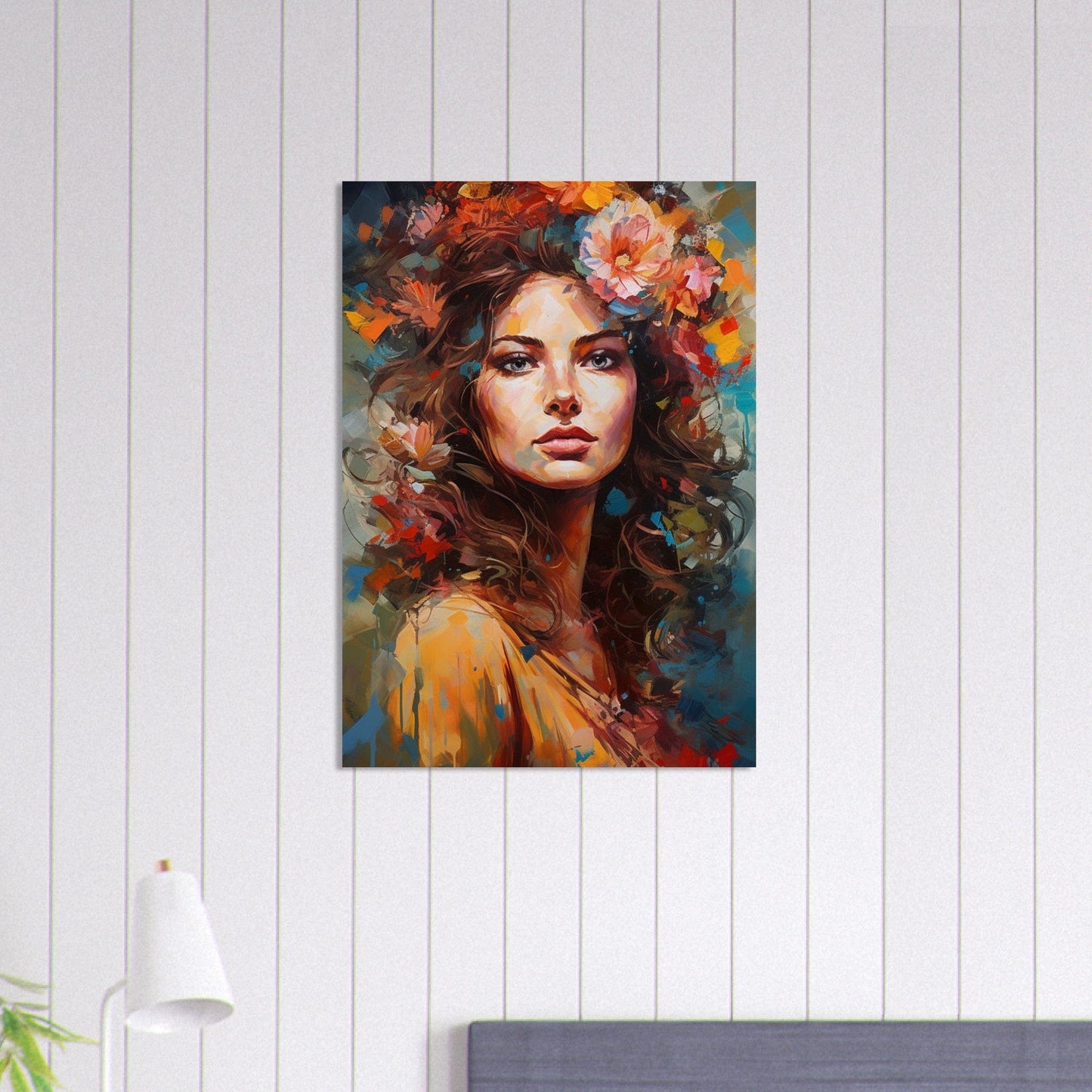 Gelato Print Material Portrait Femme Peinture Contemporaine