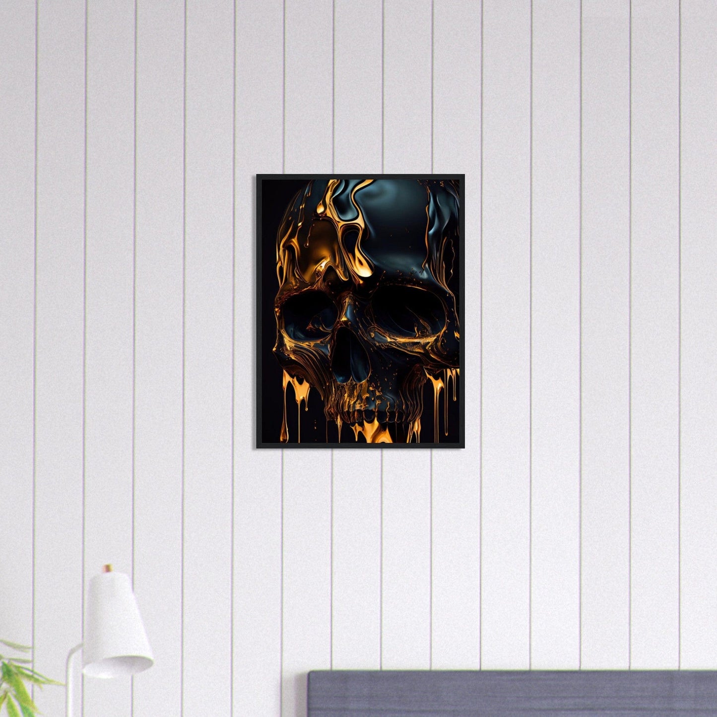 Canvanation Print Material 45x60 cm / 18x24″ Tableau Tête De Mort Crâne Doré