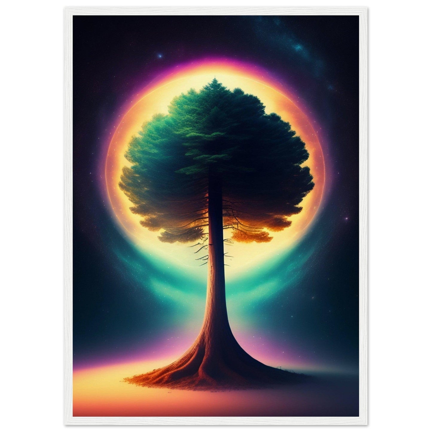 Canvanation Print Material 50x70 cm / 20x28″ / Blanc Tableau L'Arbre de Vie au Centre de Tout