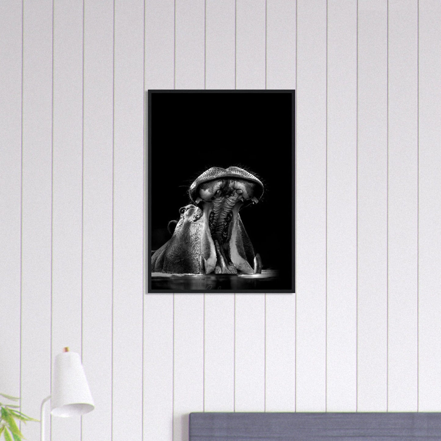 Canvanation Print Material 50x70 cm / 20x28″ Tableau Photo Noir Et Blanc-Animaux-Hippopotame