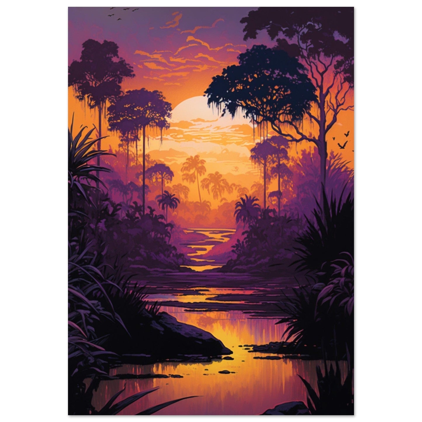 Gelato Print Material 70x100 cm / 28x40″ Affiche Jungle Couché De Soleil