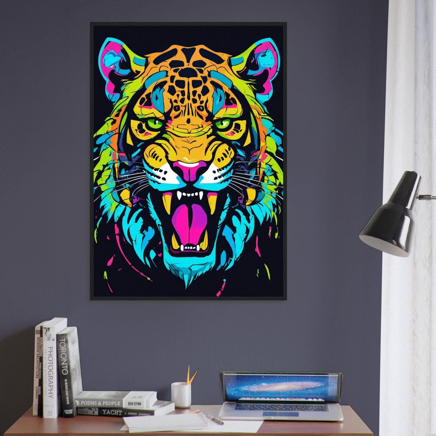Canvanation Print Material Tableau Tigre en Technicolor
