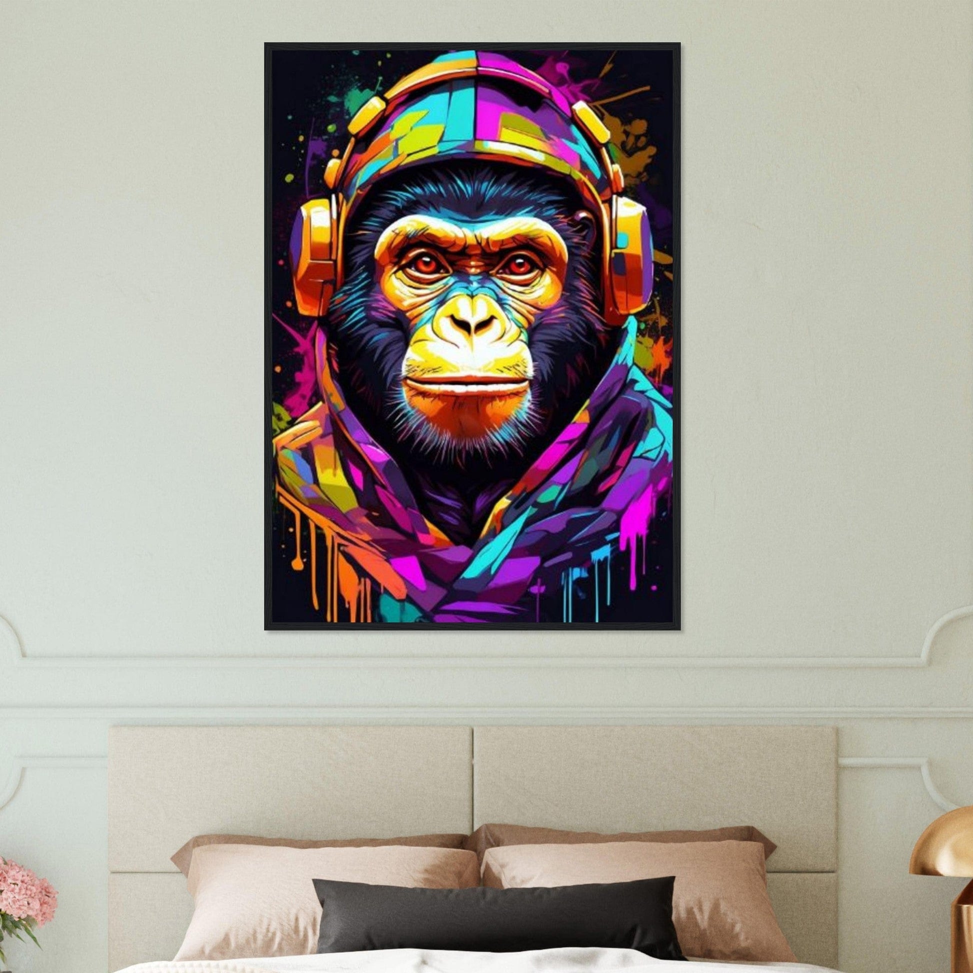 Canvanation Print Material Tableau Singe Pop Art En Sweat Avec Un Casque