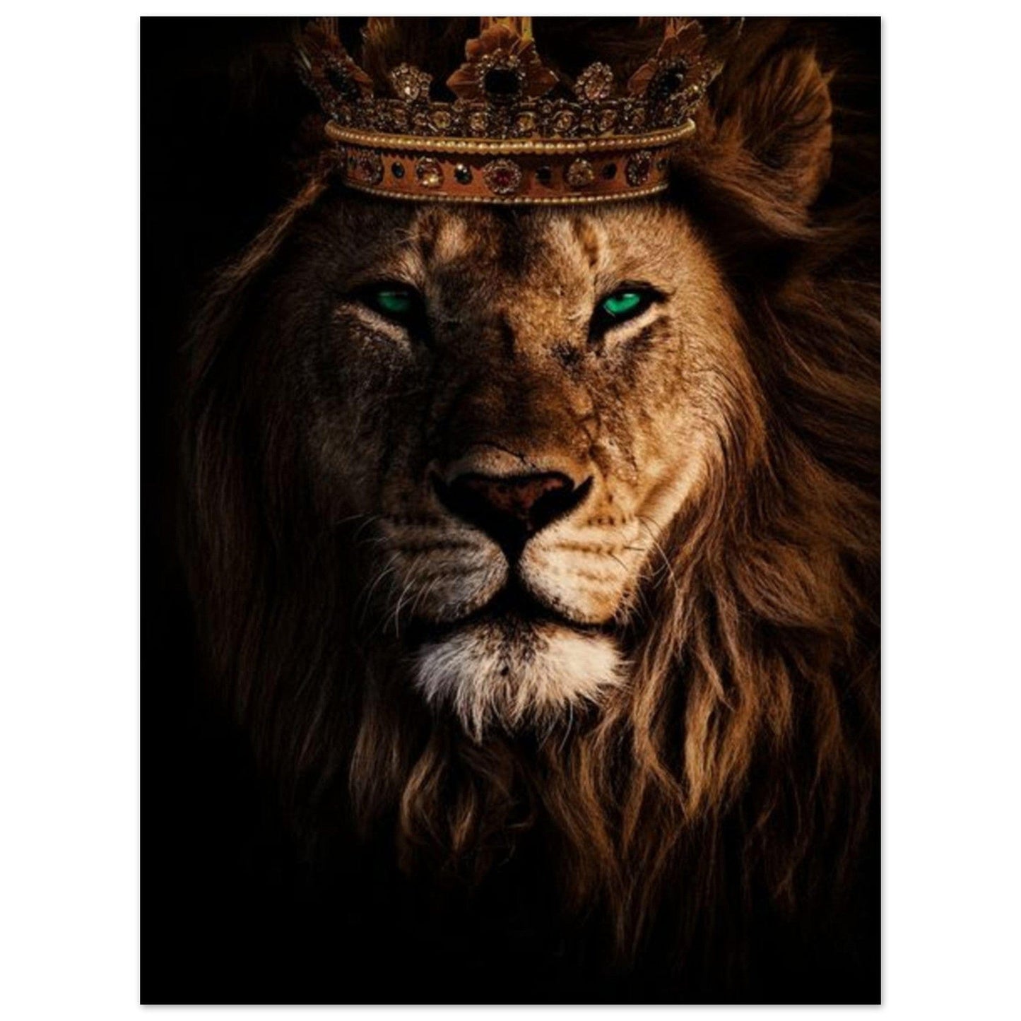 Canvanation Print Material 45x60 cm / 18x24″ Poster Lion Couronne Yeux Vert