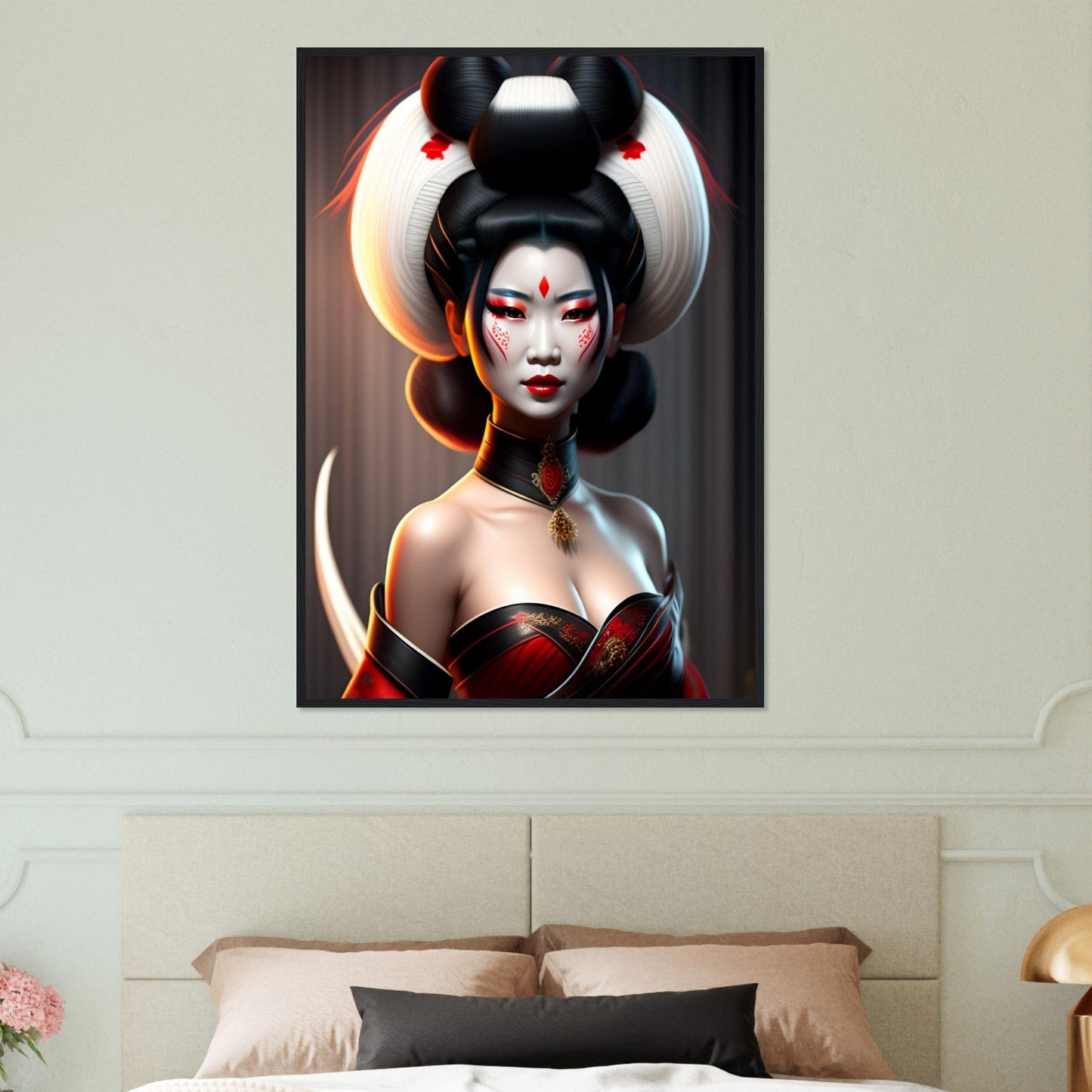 Canvanation Print Material 70x100 cm / 28x40″ Tableau Geisha Japon Long Cheveux