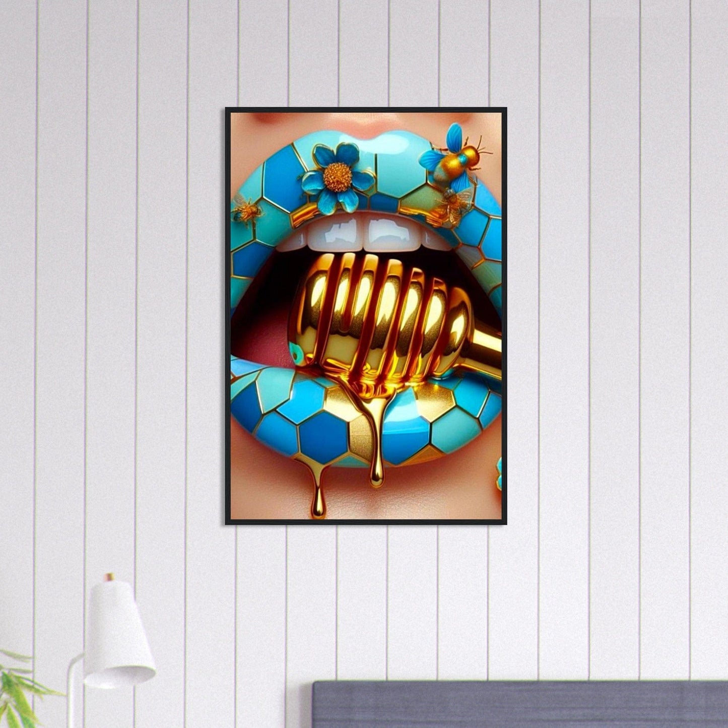 Canvanation Print Material 60x90 cm / 24x36″ Tableau Levres Miel Bleu