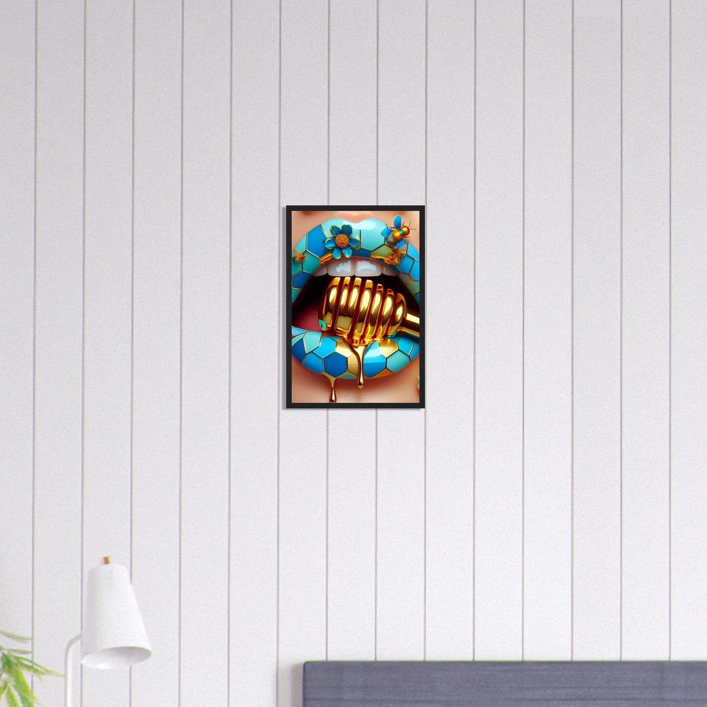 Canvanation Print Material 30x45 cm / 12x18″ Tableau Levres Miel Bleu