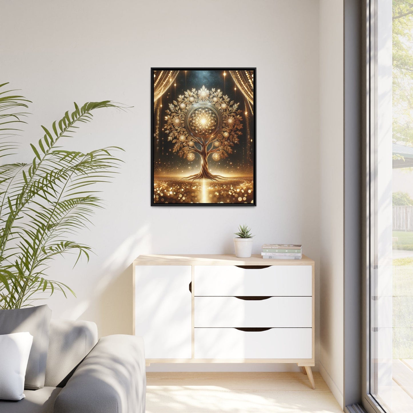 Printify Canvas Tableau Arbre De Vie Branches D'Or