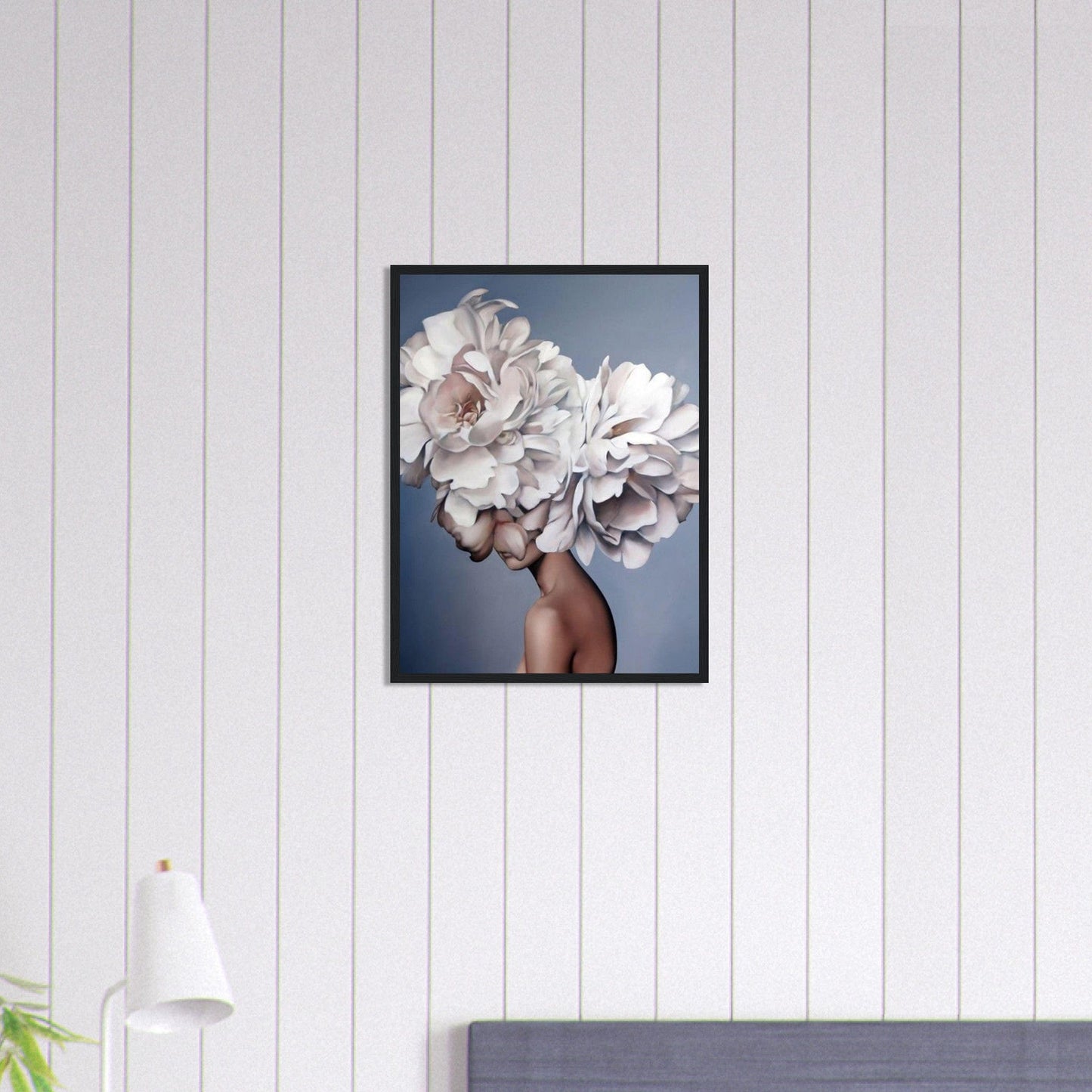 Canvanation Print Material 45x60 cm / 18x24″ Tableau Femme Fleurs Cheveux Blanc Roses