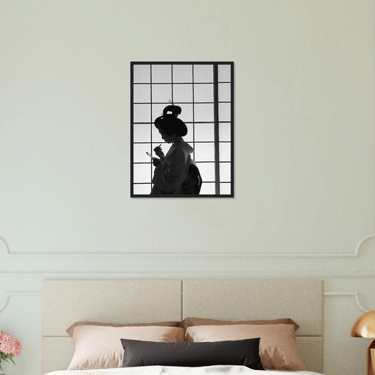 Canvanation Print Material 45x60 cm / 18x24″ Tableau Japon Geisha Noir Et Blanc