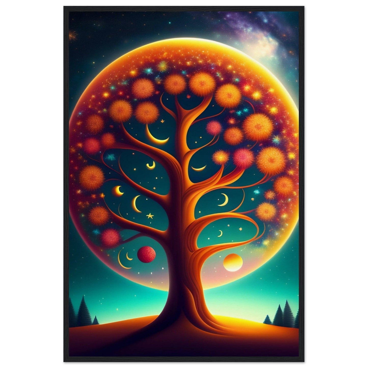 Canvanation Print Material 60x90 cm / 24x36″ / Noir Tableau Arbre De Vie Épanouissement Citadin