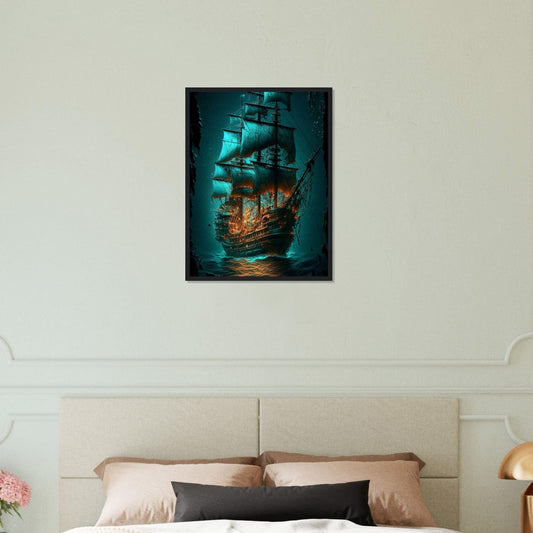 Canvanation Print Material 45x60 cm / 18x24″ Tableau Voilier Pirate De Nuit