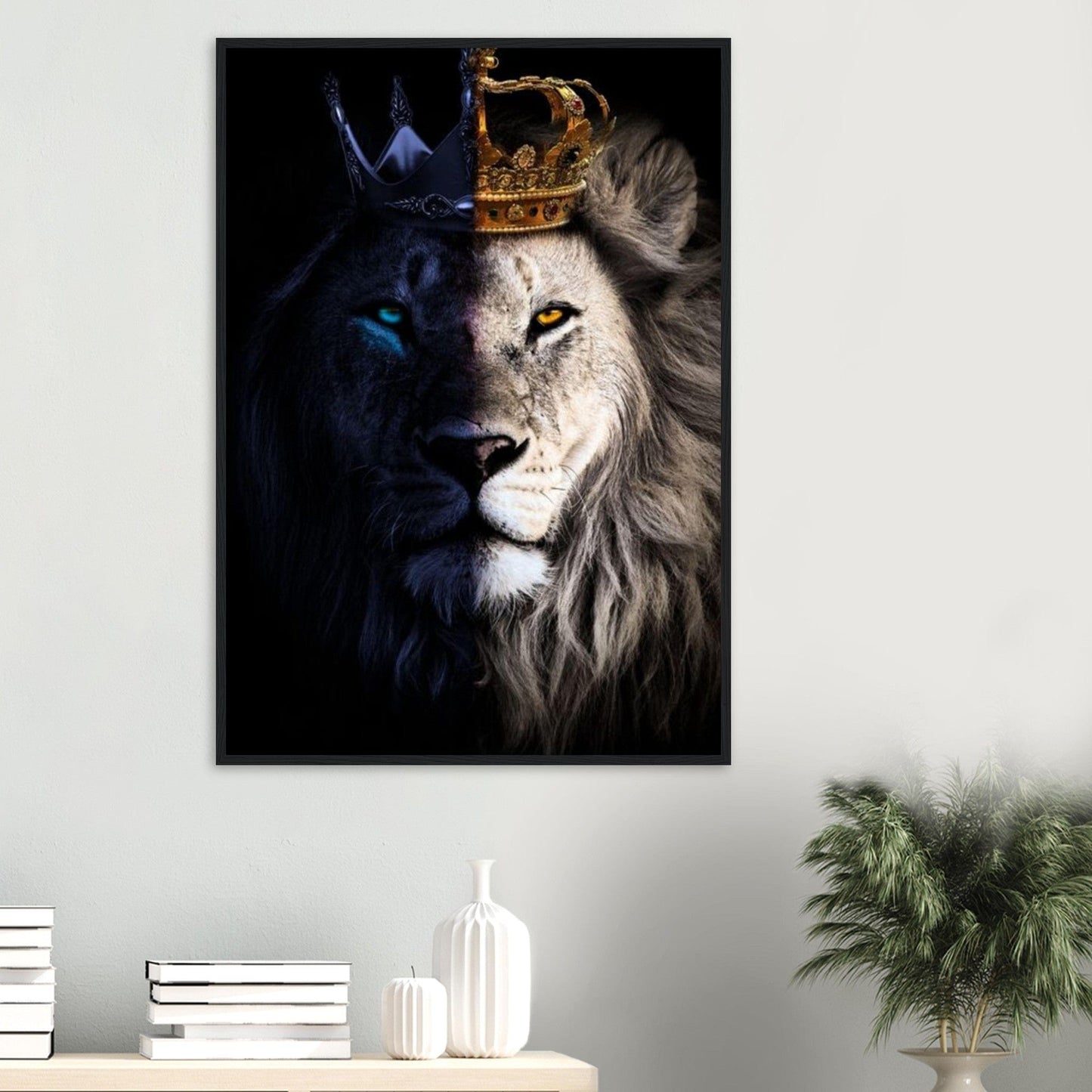 Canvanation Print Material Tableau Lion Blanc Et Bleu