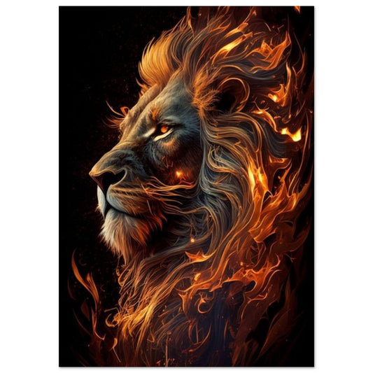 Canvanation Print Material A0 (84.1 x 118.9  cm) Poster Lion Feu Orange