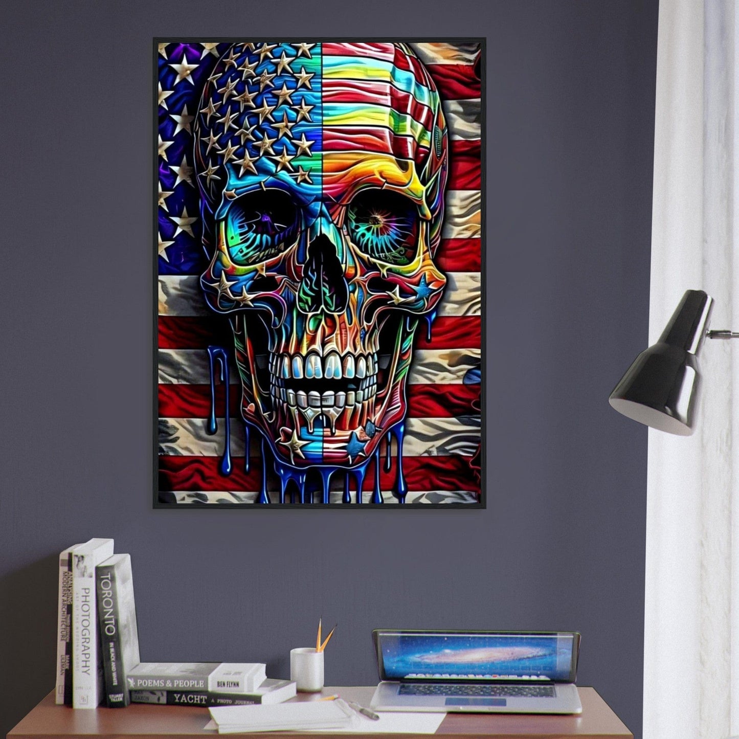 Canvanation Print Material Tableau Tête De Mort Drapeau Amérique