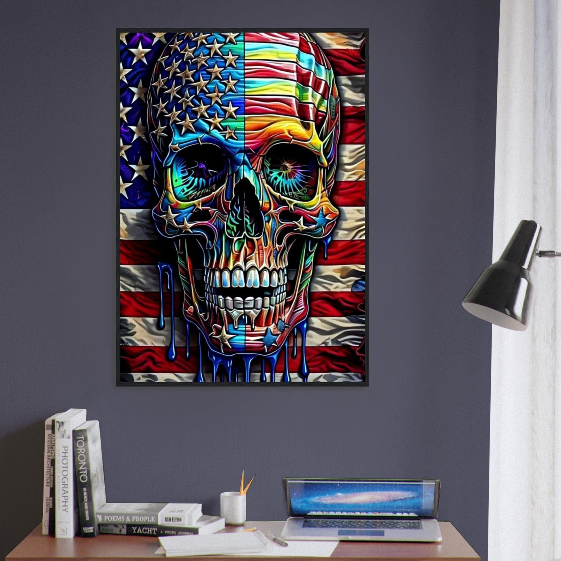 Canvanation Print Material Tableau Tête De Mort Drapeau Amérique