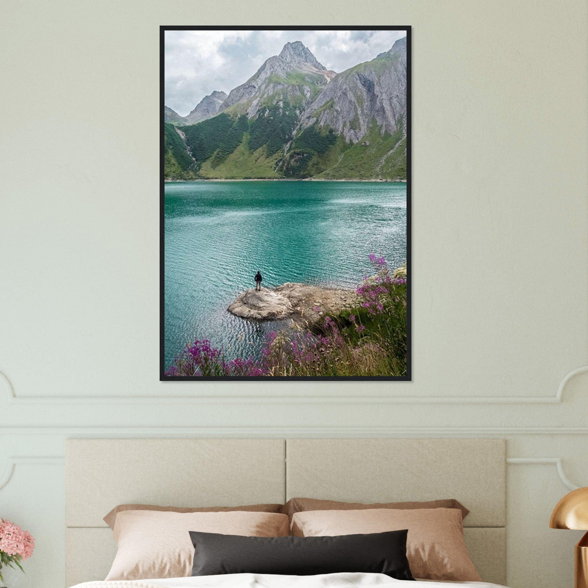 Canvanation Print Material 70x100 cm / 28x40″ Cadre En Bois Montagne Lac