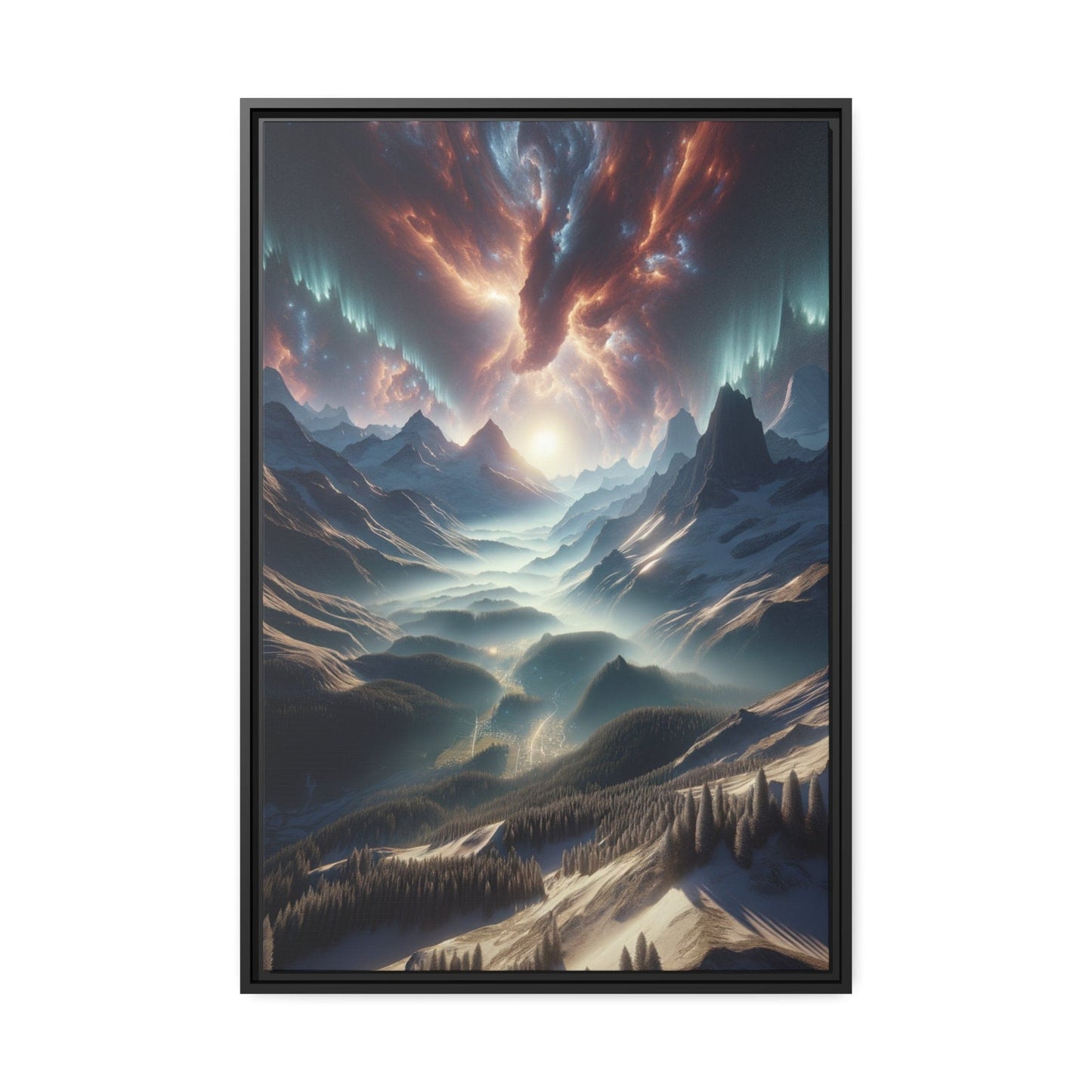 Printify Canvas 61.00 Cm″ x 91.40 Cm″ (Vertical) Tableau Sérénité Altitudinale : Les Cimes en Fusion