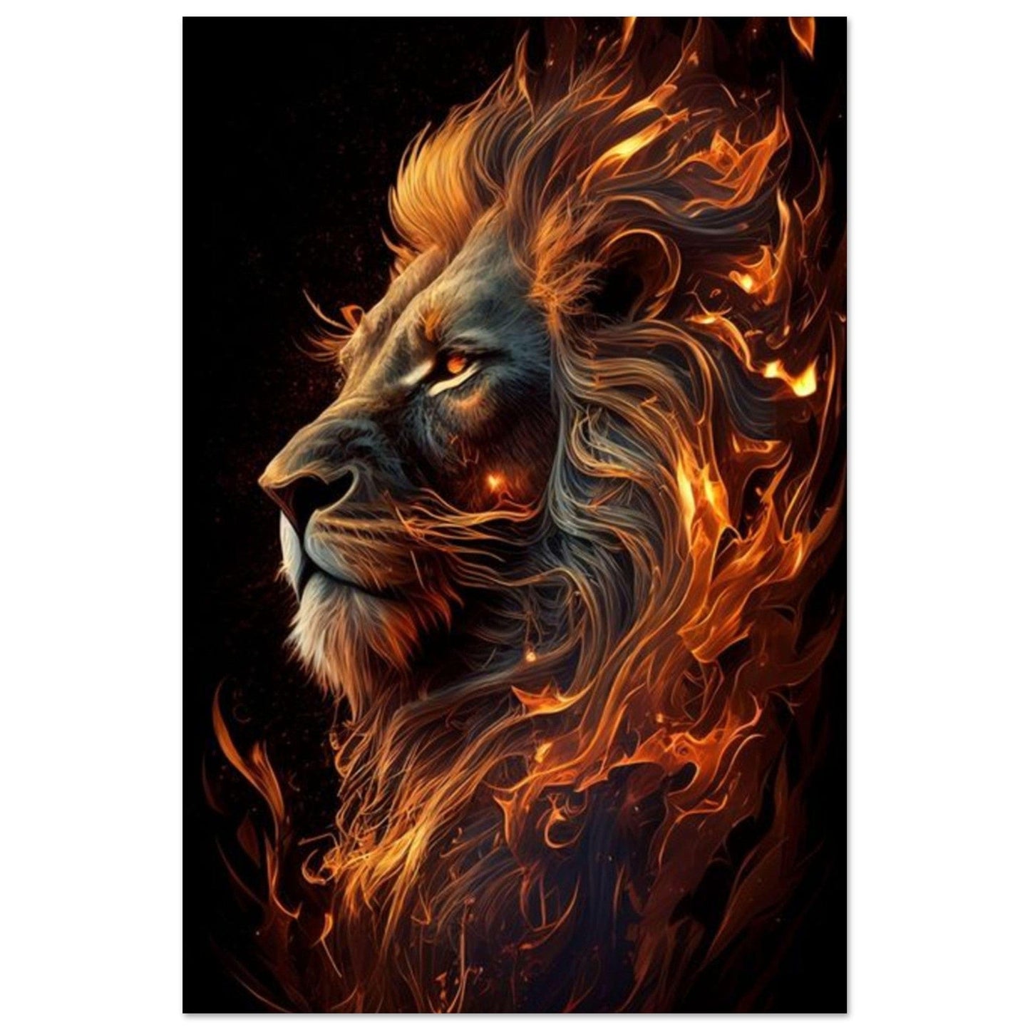 Canvanation Print Material 40x60 cm / 16x24″ Poster Lion Feu Orange