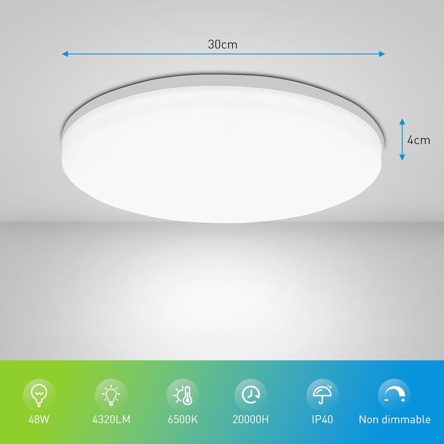 Canvanation Blanc 30cm Plafonnier LED Etanche