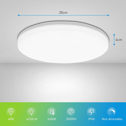 Canvanation Blanc 30cm Plafonnier LED Etanche