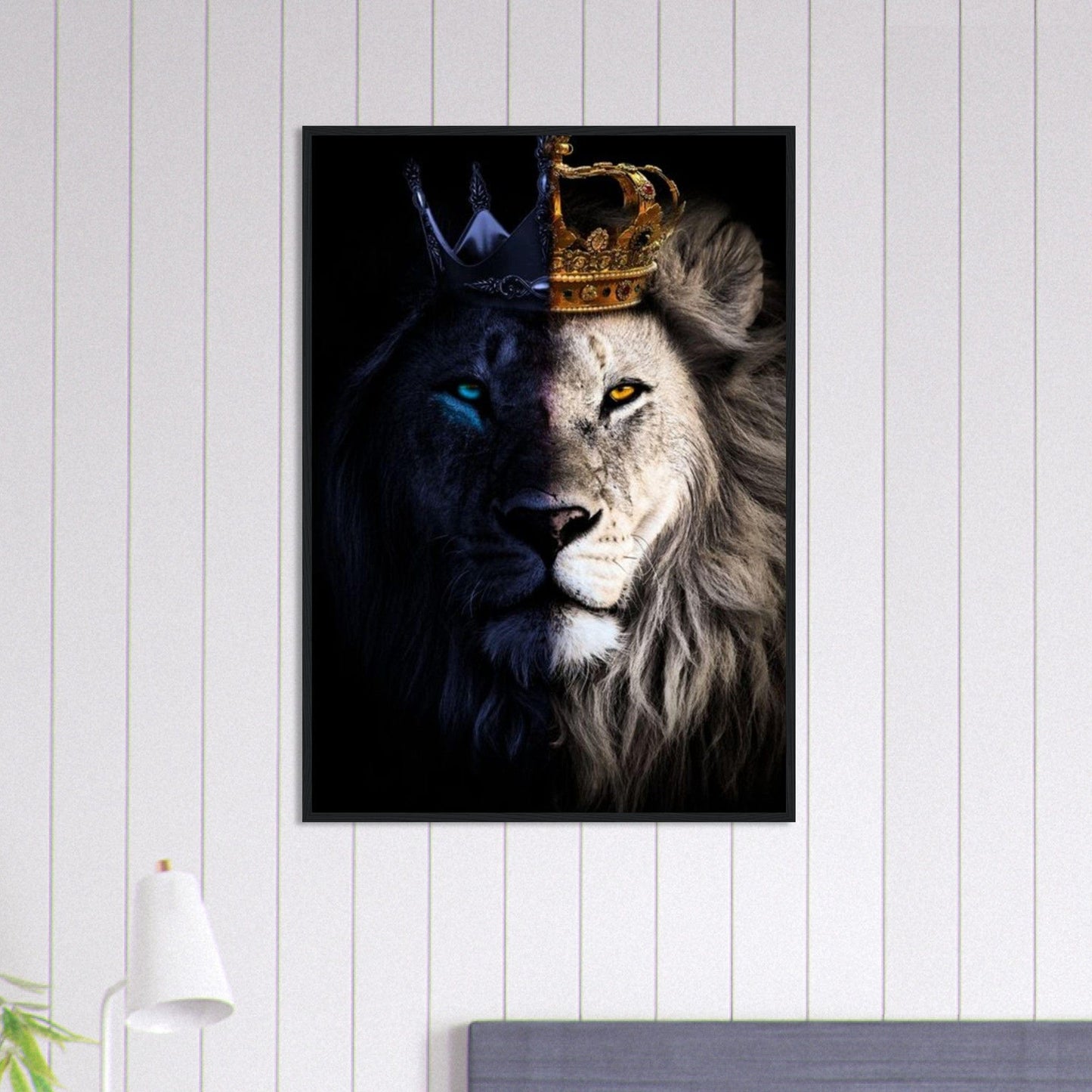 Canvanation Print Material 70x100 cm / 28x40″ Tableau Lion Blanc Et Bleu