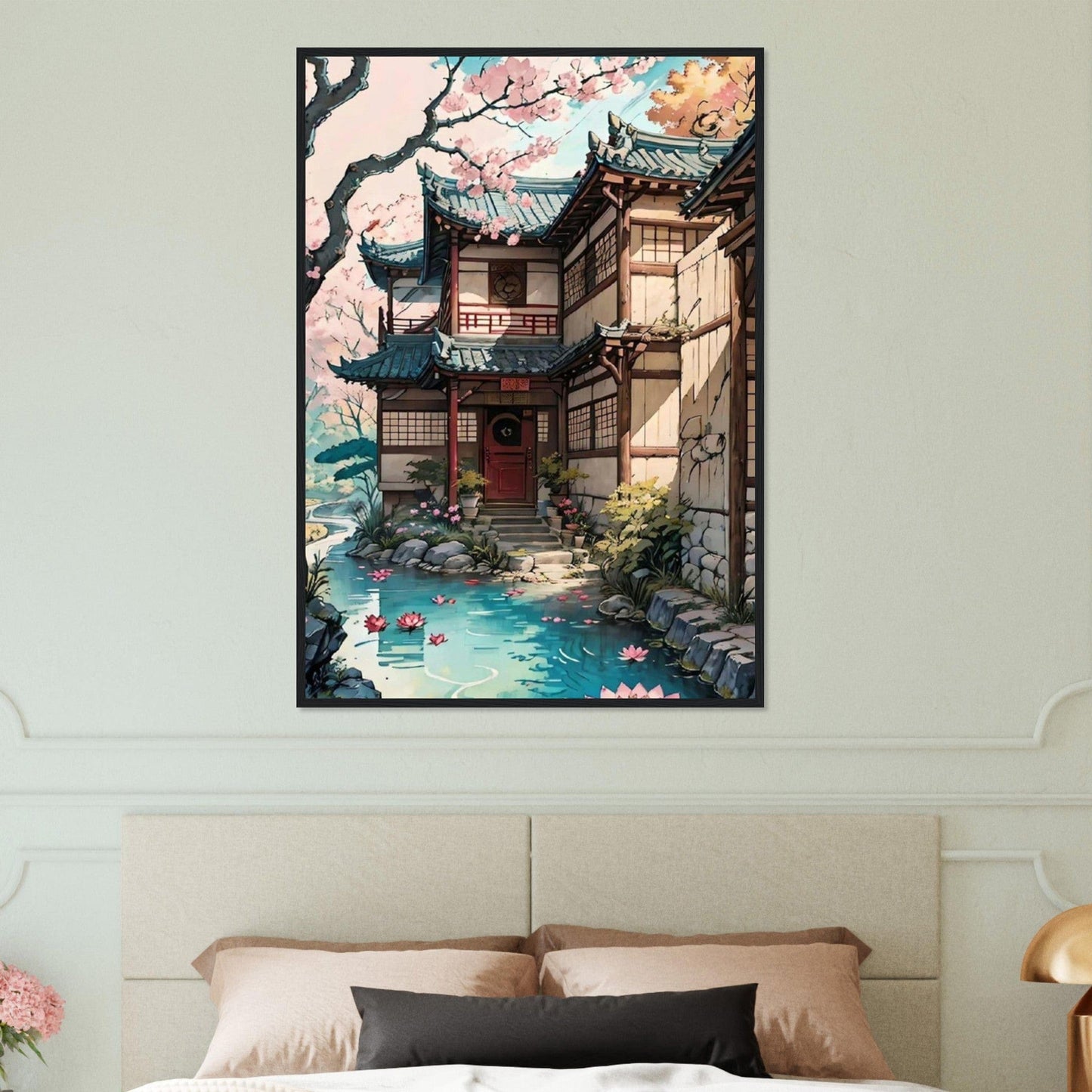 Canvanation Print Material 70x100 cm / 28x40″ Tableau Japon Paysage Maison