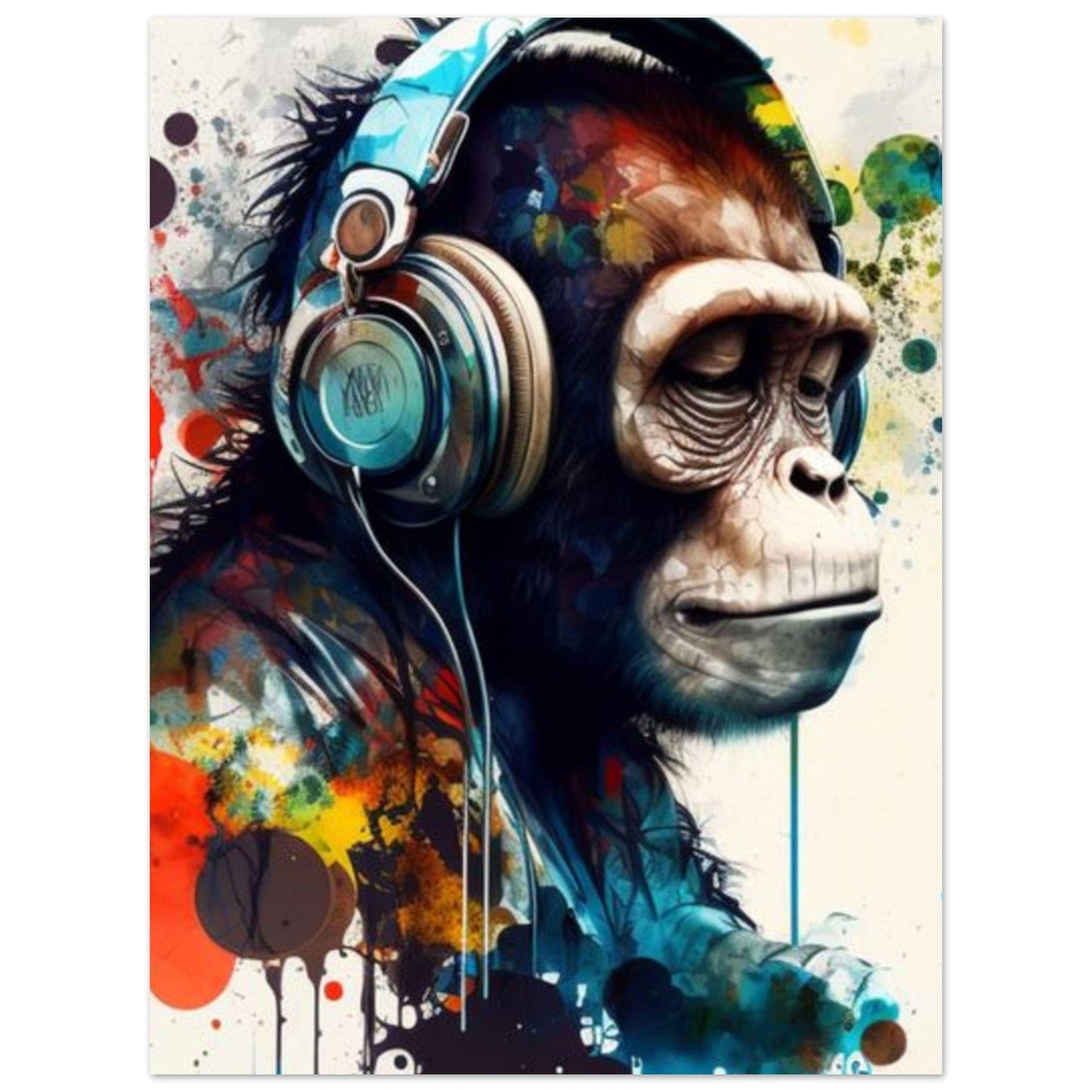 Canvanation Print Material 45x60 cm / 18x24″ Poster Singe Casque Bleu Couleur
