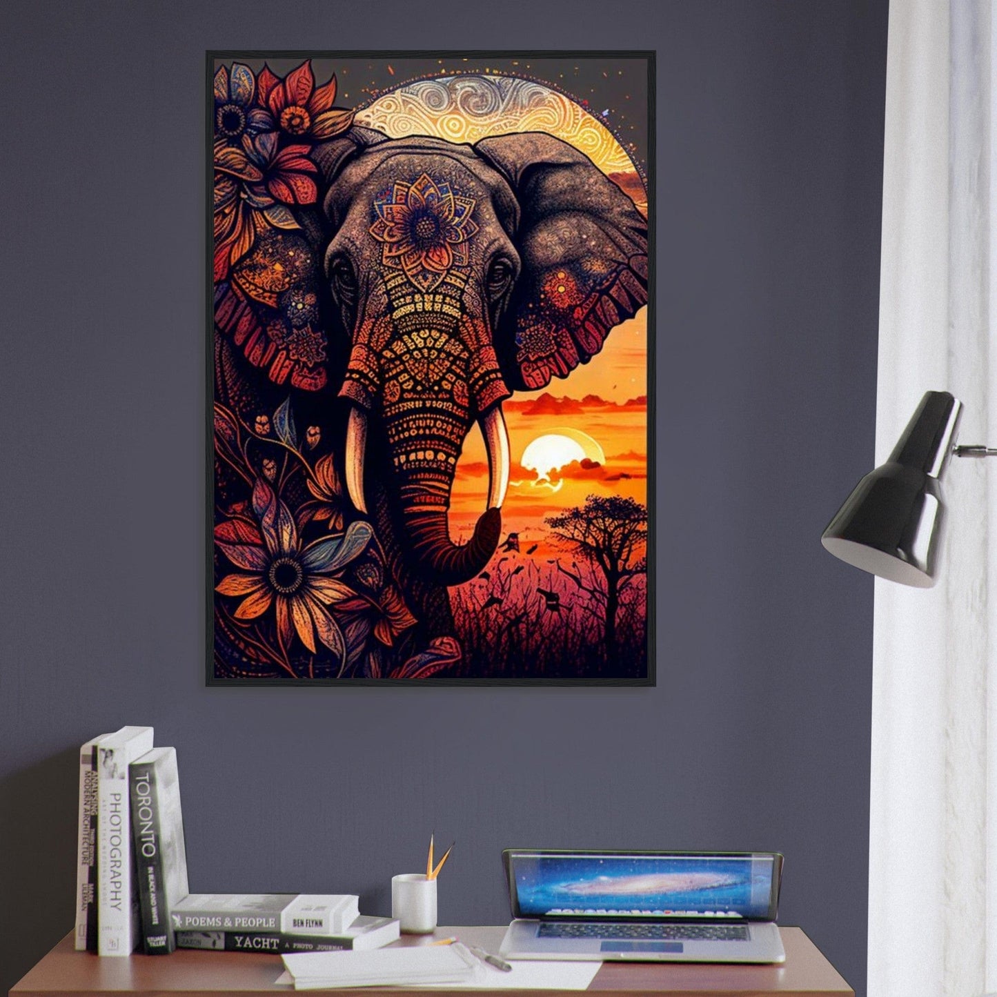 Canvanation Print Material Tableau Elephant Majesté en Gris
