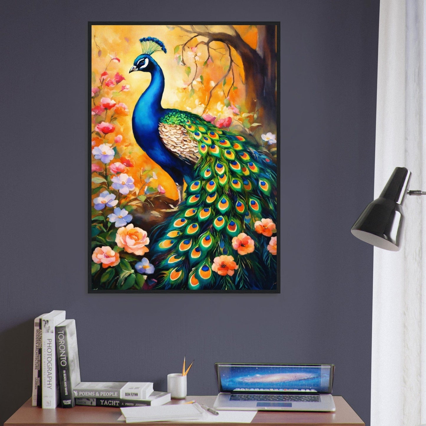 Canvanation Print Material Tableau Paon L'Arc-en-Ciel en Plumes