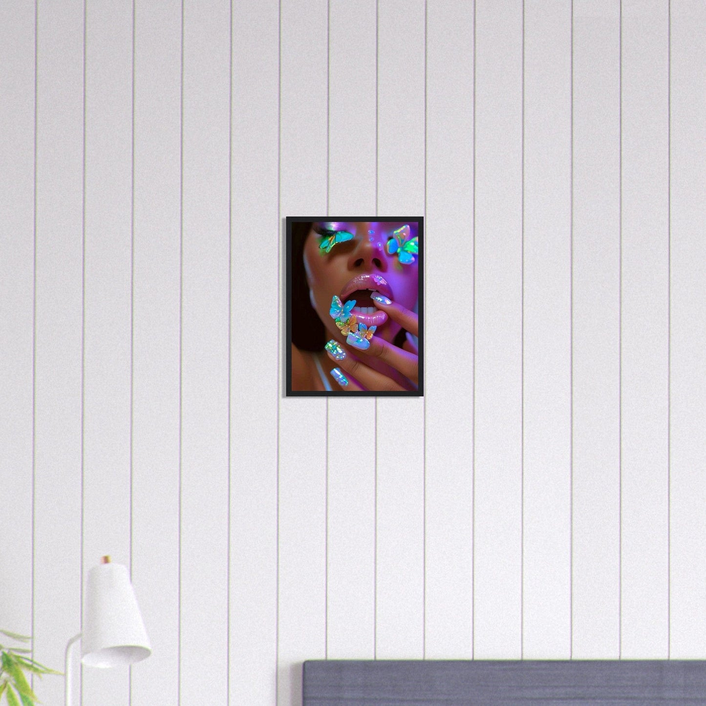 Canvanation Print Material 30x40 cm / 12x16″ Tableau Levres Papillons Fluorescent