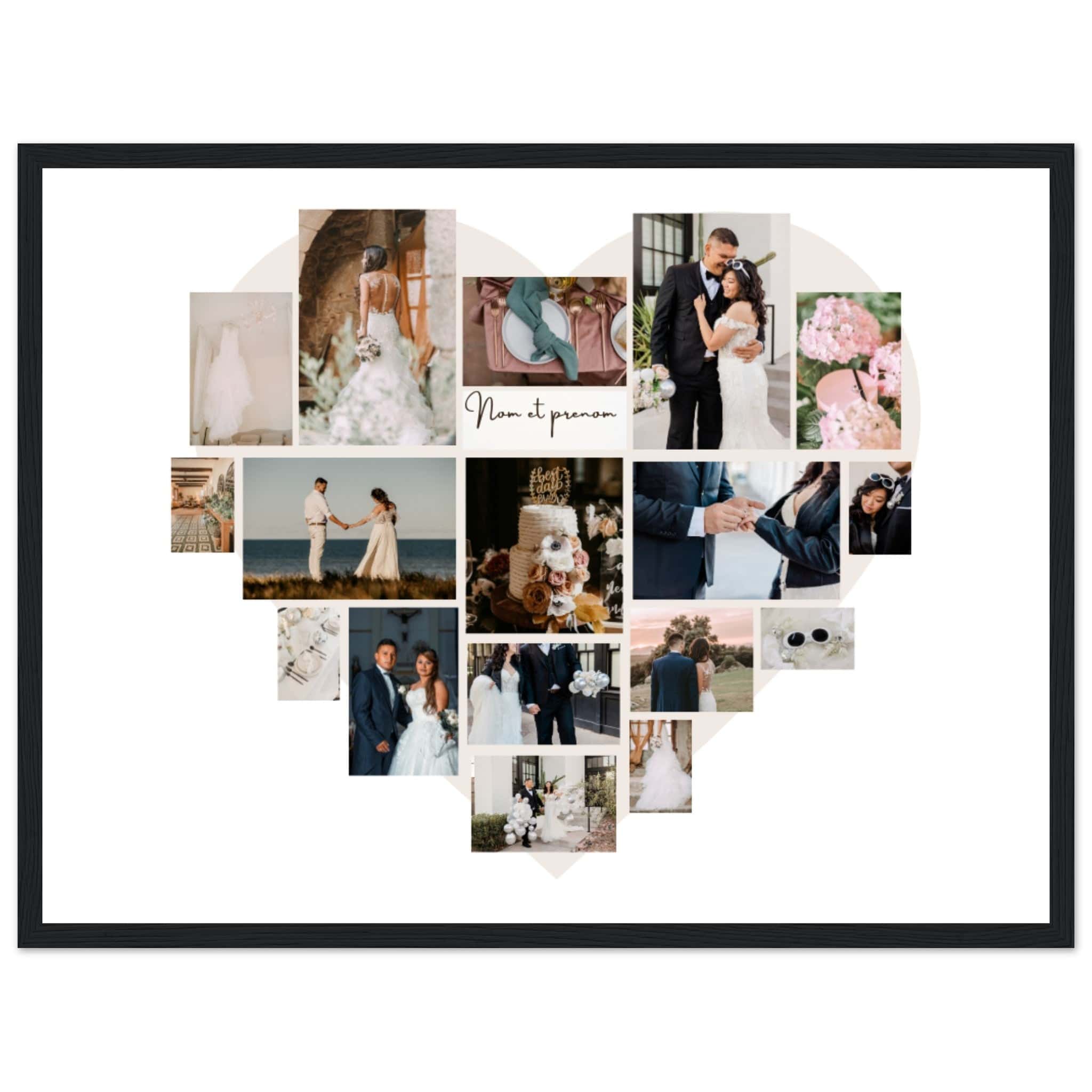 Canvanation Print Material 45x60 cm / 18x24″ / Noir Pêle-mêle de photos sur poster "Mariage ou Fiançailles"