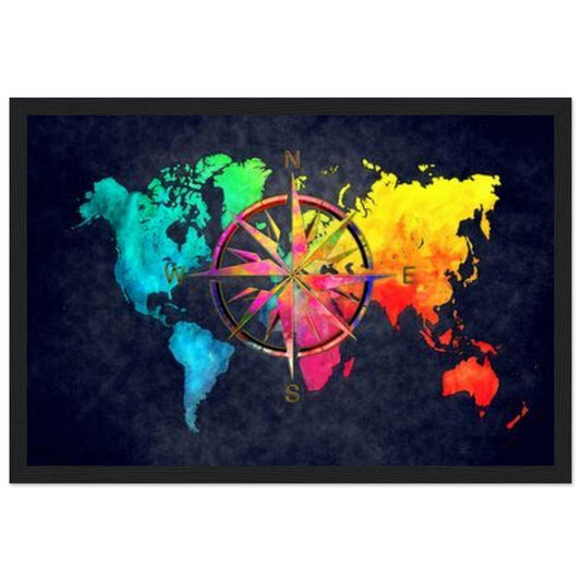 Canvanation Print Material 30x45 cm / 12x18″ Tableau Carte Du Monde - Au-Delà des Frontières