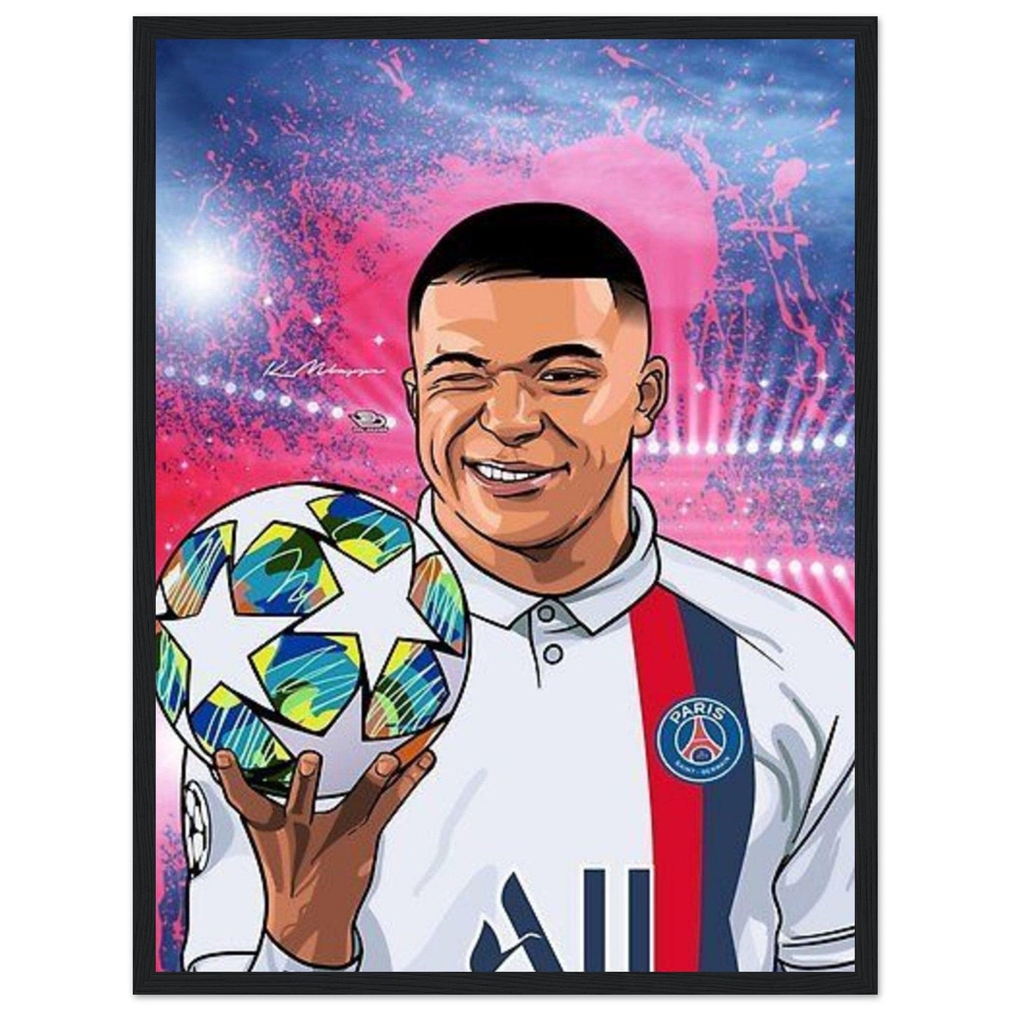 Canvanation Print Material 45x60 cm / 18x24″ / Avec Cadre Tableau Football Kylian Mbappe